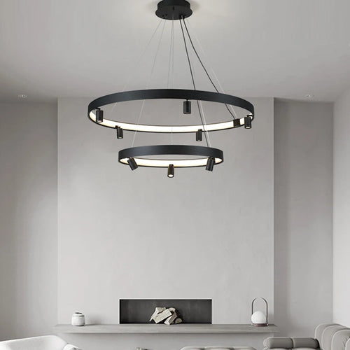 suspension LED en forme de cercle style nordique moderne - vue 2 sur 9