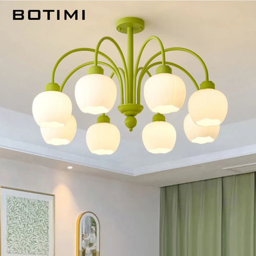 lustre moderne botimi avec 8 abat-jour en verre nordiques - vue 2 sur 13