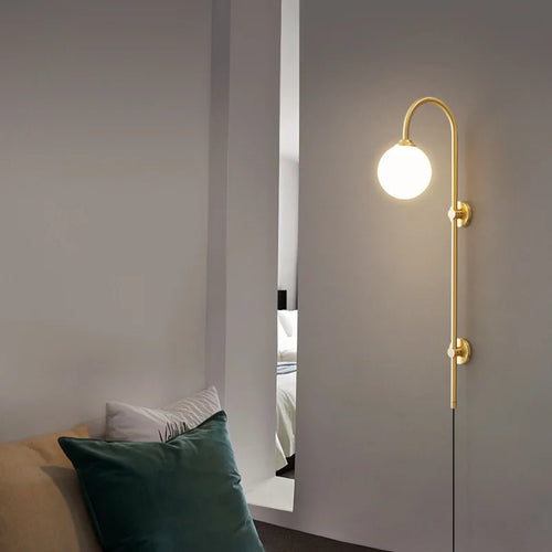 Nordic All Copper Wall Lamp, Bedroom Headboard, Creative Hotel Villa, No Wiring, with Plug, Living Room, Background Wall Lamp - vue 7 sur 7