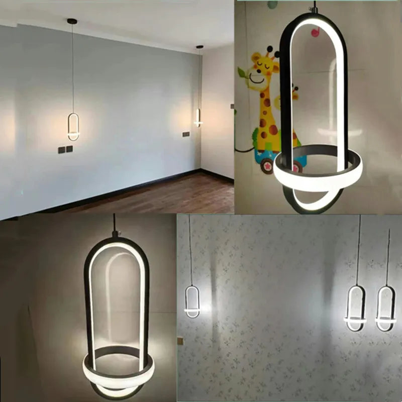 lustre moderne avec éclairage led décor intérieur - vue 4 sur 6