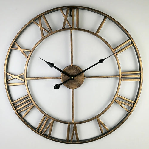horloge murale nordique rétro en métal chiffres romains pour décoration extérieure - vue 3 sur 6