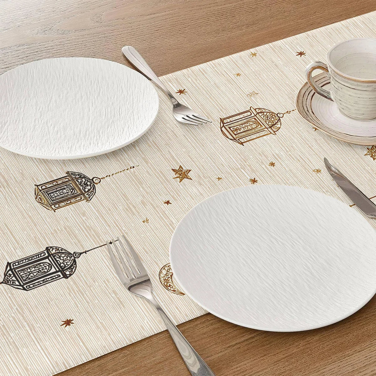 Chemin de table ramadan motifs lanterne lune étoiles - vue 4 sur 9