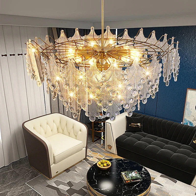 lustre en verre de luxe pour décoration intérieure romantique - vue 6 sur 13
