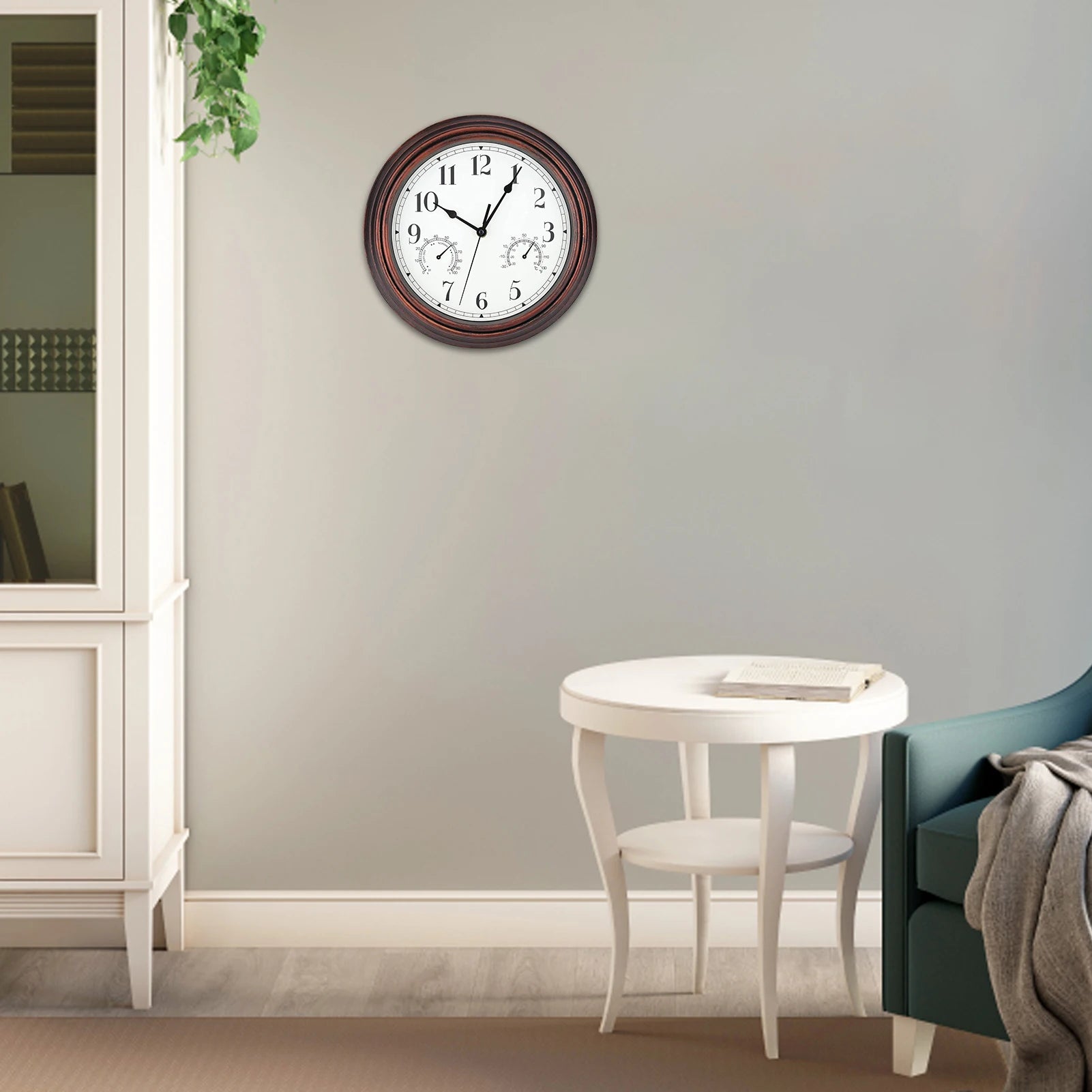 horloge murale ronde pour intérieur et extérieur décorative à piles - vue 4 sur 8