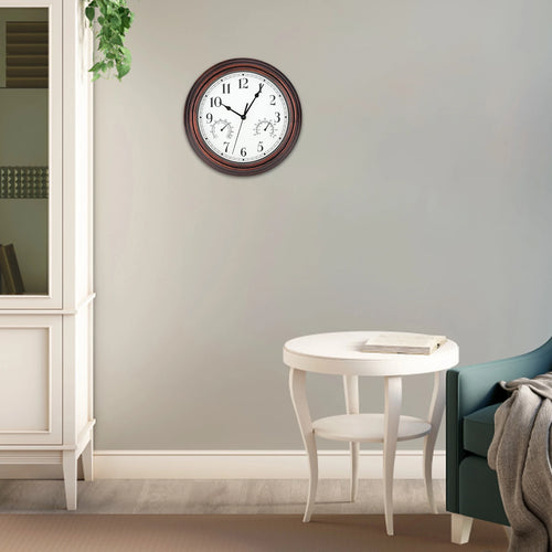 horloge murale ronde pour intérieur et extérieur décorative à piles - vue 4 sur 8