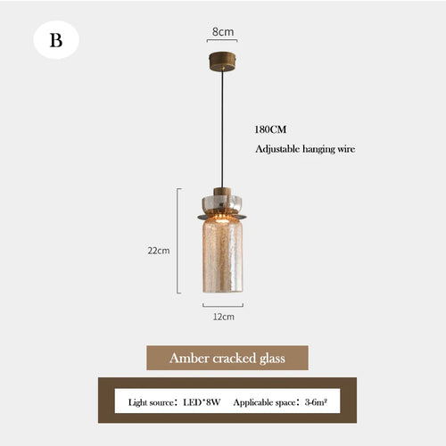 lustre en verre craquelé design rétro minimaliste pour intérieur moderne - vue 12 sur 12
