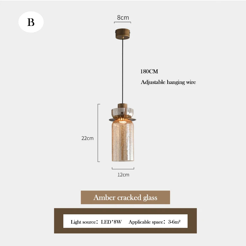lustre en verre craquelé design rétro minimaliste pour intérieur moderne - vue 12 sur 12