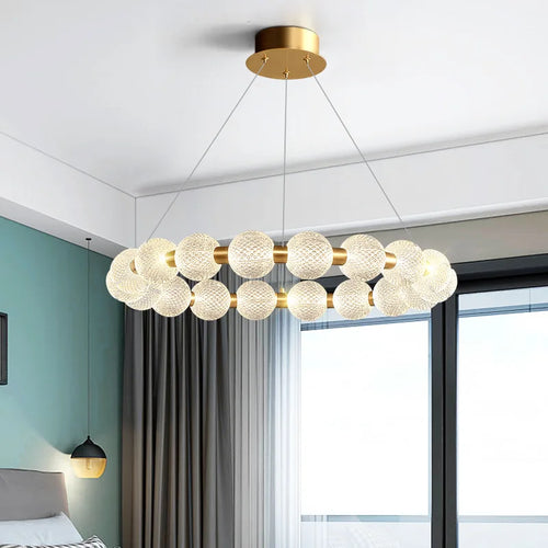 suspension à led ronde en laiton réglable pour divers espaces - vue 2 sur 30