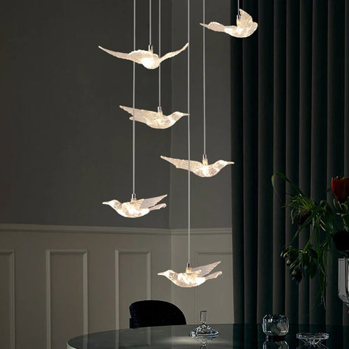 suspension LED décorative en forme d'oiseau pour loft et villa - vue 2 sur 18