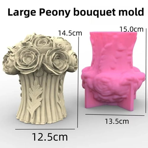 moule en silicone 3d bouquet de roses pour bougie - vue 15 sur 18