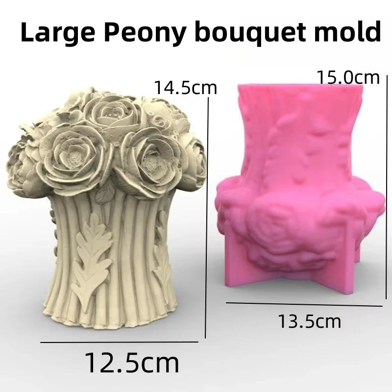 moule en silicone 3d bouquet de roses pour bougie - vue 14 sur 18