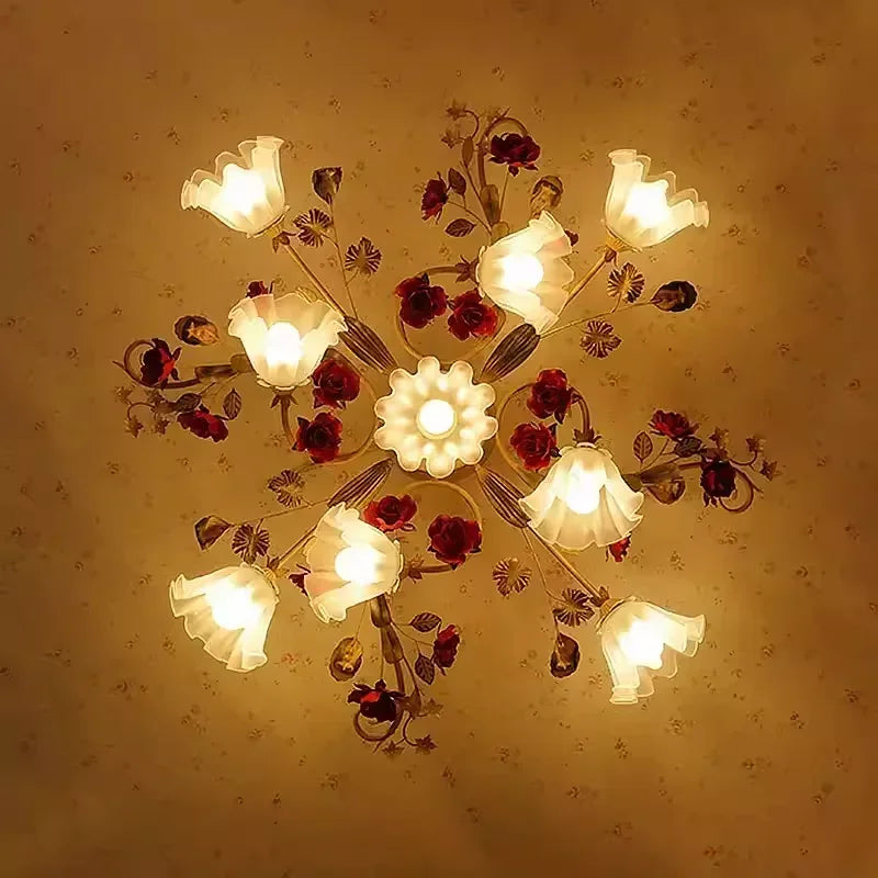 applique murale rétro romantique avec fleurs et plantes chaleureuses - vue 3 sur 11