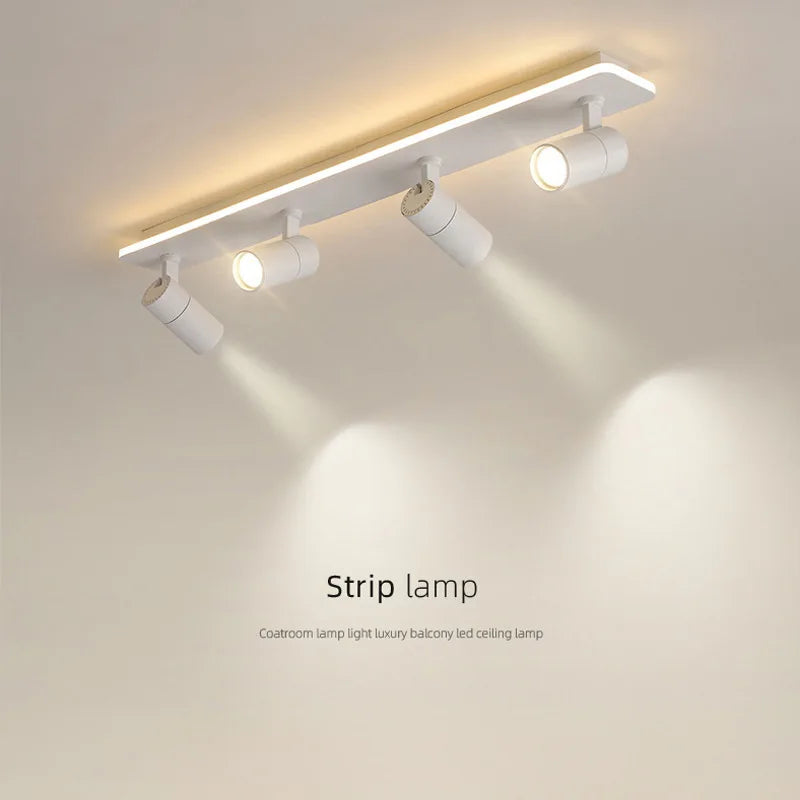 Acrylic Strip LED Chandelier With Spotlight, Used For Living Room, Bedroom, Lighting Fixtures, Kitchen Decoration, Black - vue 3 sur 15