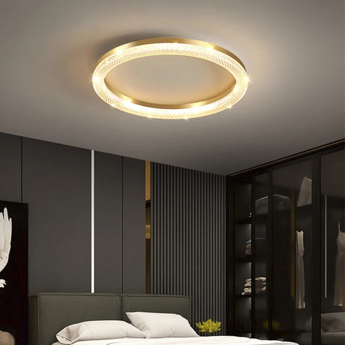lustre led anneau plafonnier décoration maison luminaire - vue 3 sur 10