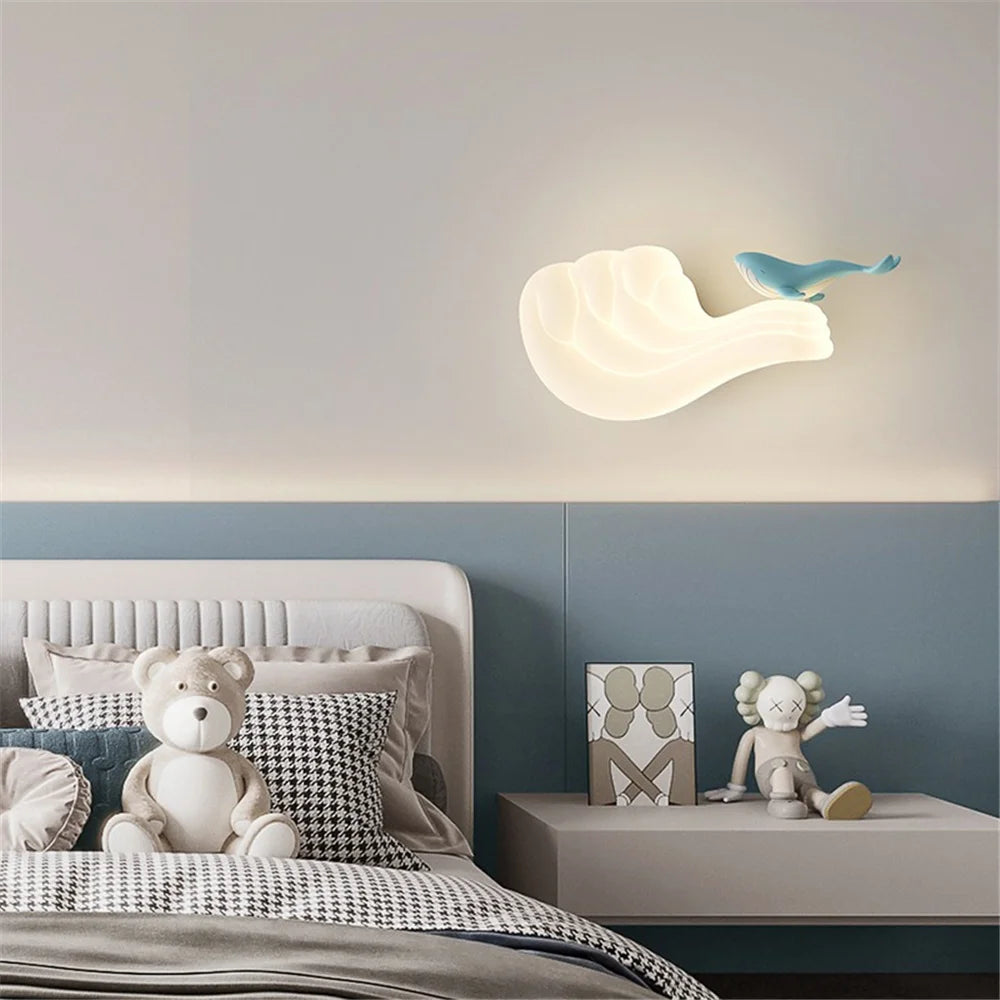 applique murale led baleine et voilier pour enfants avec couleurs changeantes - vue 3 sur 9