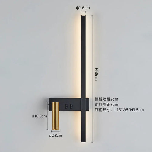 Applique murale noir blanc minimal luxe décor lampe - vue 7 sur 10