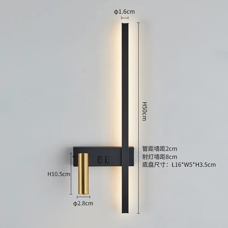 Applique murale noir blanc minimal luxe décor lampe - vue 6 sur 10