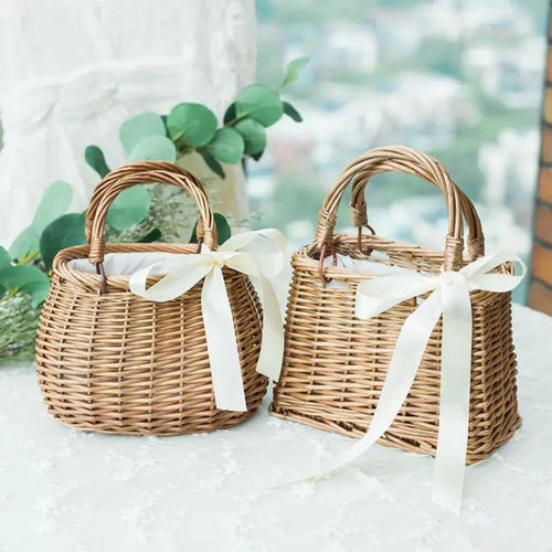 panier à fleurs en osier style rustique pour femmes - vue 2 sur 8