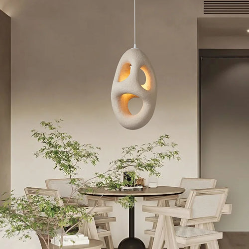 suspension wabi sabi style japonais en résine artisanale - vue 6 sur 9