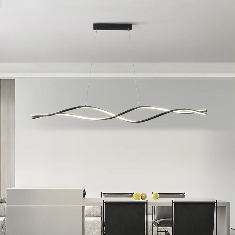 lustre nordique à led moderne atmosphérique et torsadé - vue 6 sur 14
