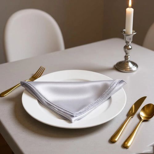 Serviette de table satin décorative pour mariage réception - vue 4 sur 5