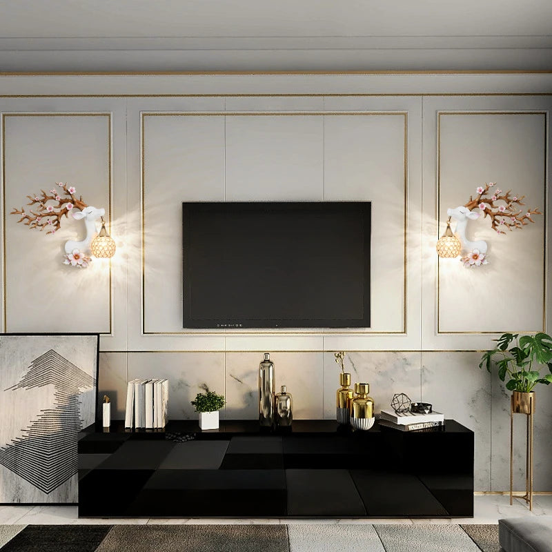 appliques murales modernes en résine style chinois cerf fortune - vue 6 sur 10
