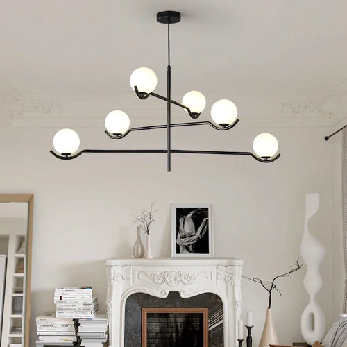 lustre design en verre et métal luminaires suspendus - vue 5 sur 9