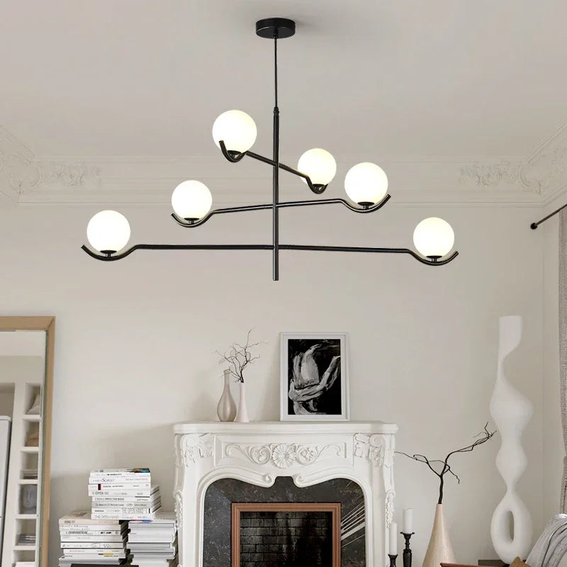 lustre design en verre et métal luminaires suspendus - vue 4 sur 9