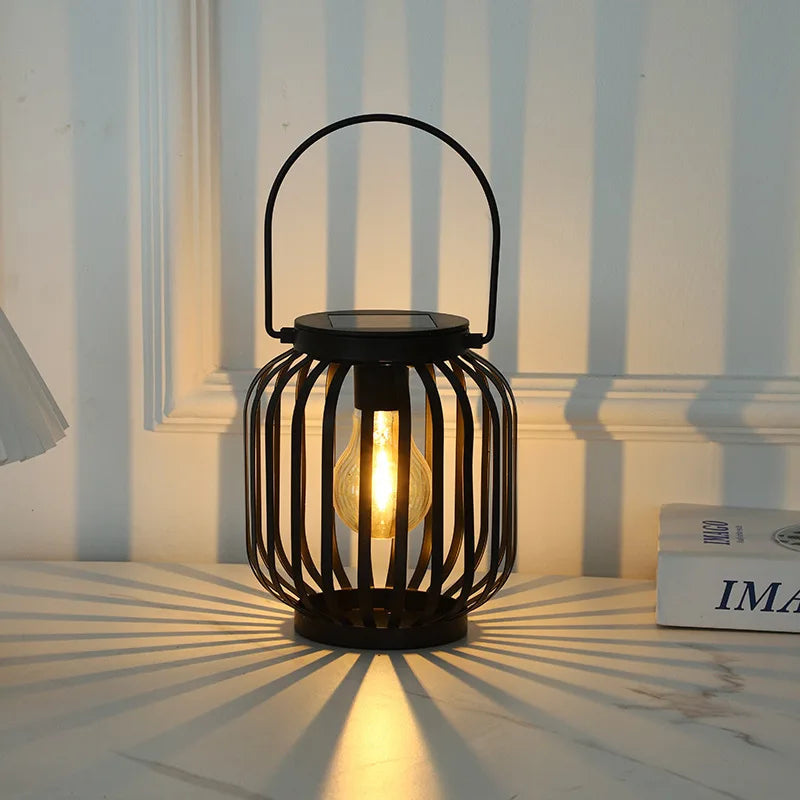 lampe de jardin solaire étanche en fer antique portable - vue 3 sur 6