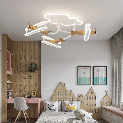 Plafonnier avion télécommande chambre enfants - vue 2 sur 10