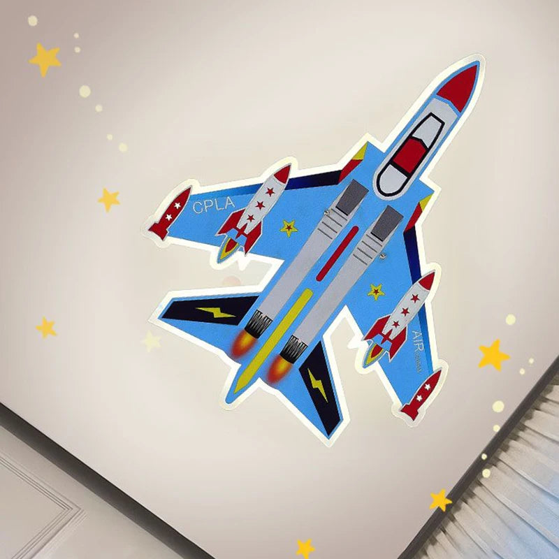 Cartoon Blue Airplane Ceiling Lamps LED Boy Bedroom Ceiling Light Eye Protection Baby  Kids Room Remote Control Plane Lamp 220V - vue 4 sur 7