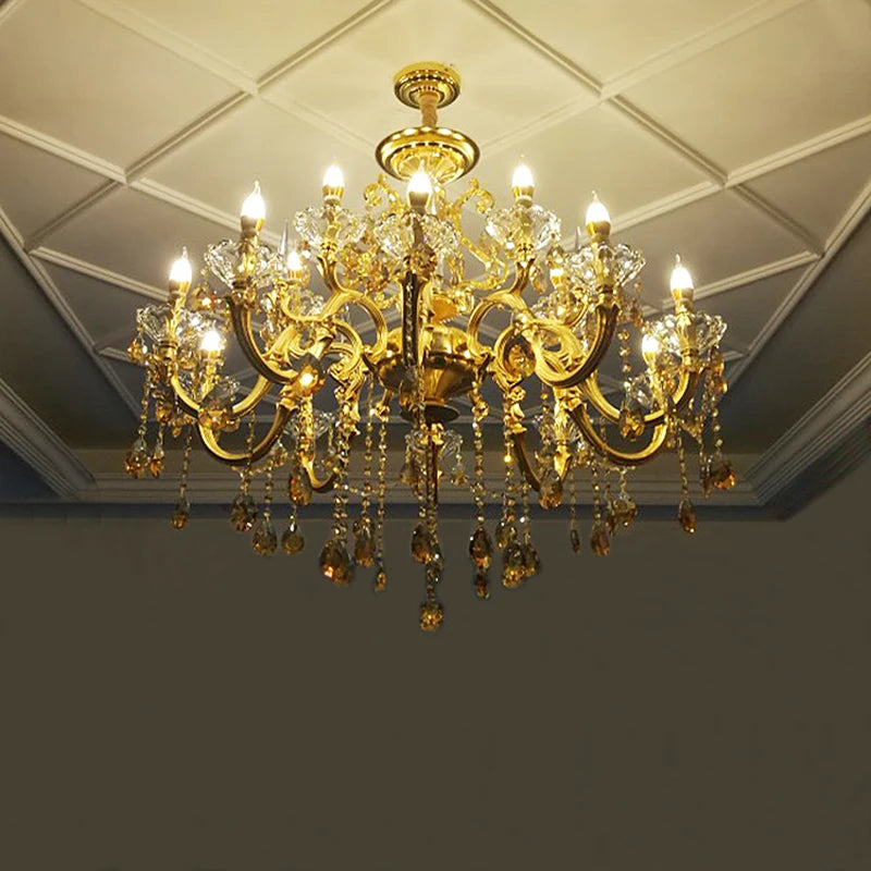 lustre en cristal moderne avec éclairage LED suspendu - vue 4 sur 18