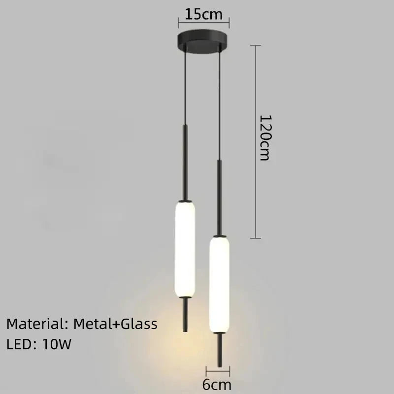 suspension nordique double tête en métal et verre minimaliste