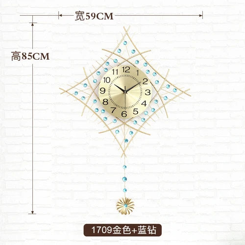 horloge murale à pendule design européen en métal unique - vue 14 sur 19