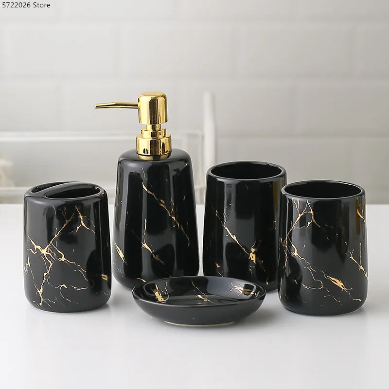 ensemble décoratif en céramique pour salle de bain avec accessoires - vue 3 sur 24