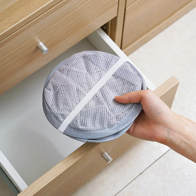 panier à linge pliable mural sac de rangement en filet portable - vue 3 sur 8
