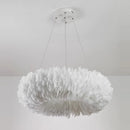 lustre à led nordique avec suspension en plumes