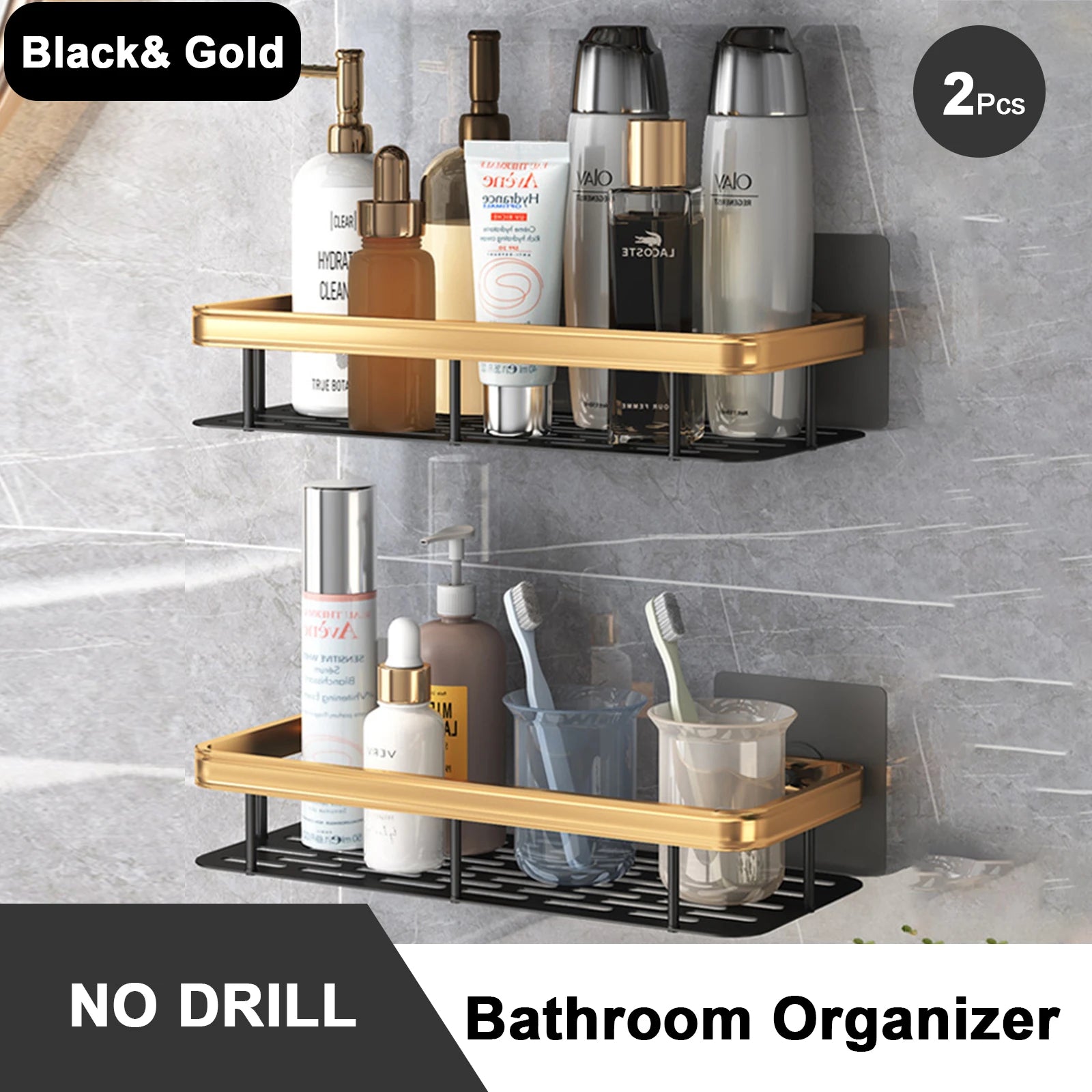 etagère murale sans perçage pour rangement de salle de bain et cuisine - vue 11 sur 30