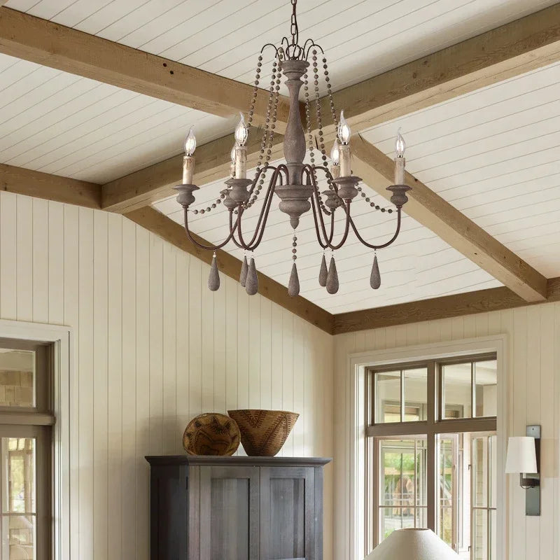 lustre en bois rétro pour décoration intérieure élégante - vue 3 sur 16
