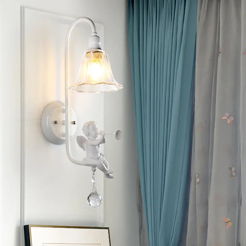 applique murale moderne minimaliste ange en résine avec led cristal - vue 3 sur 6