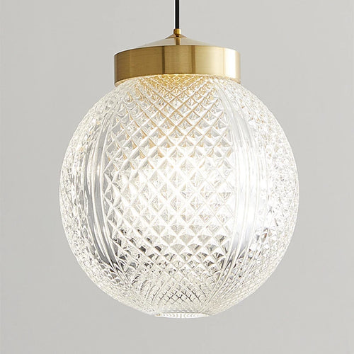 suspension moderne en cuivre avec cordon en verre transparent - vue 5 sur 9