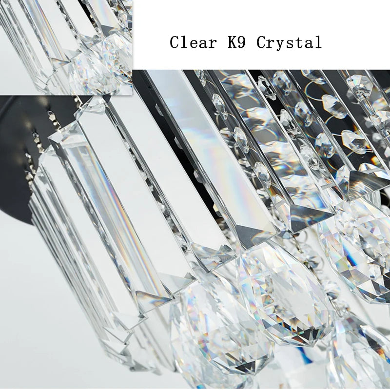 lustre dimmable led en cristal style américain de luxe - vue 7 sur 12