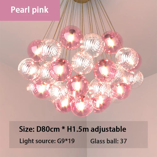 SANDYHA Lamparas modermas de techo Lampe de lustre boule de verre multicolore lumière LED ferronnerie Art lampara pour chambre salle à manger - vue 7 sur 14