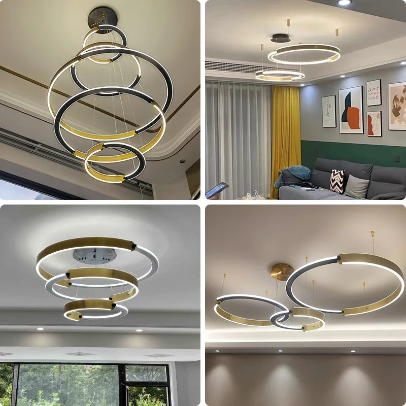 lustre moderne en anneau design pour décoration intérieure - vue 5 sur 16