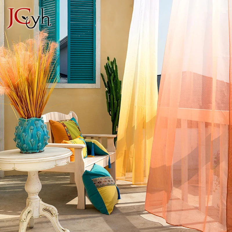 Voilage tulle degrade style moderne pour salon chambre - vue 2 sur 8