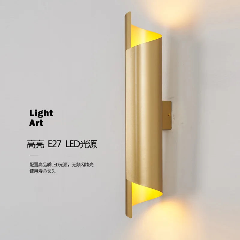 Modern living room background wall lamp, bedroom bedside wall lamp, Nordic creative E27 staircase and corridor lighting fixture - vue 1 sur 13