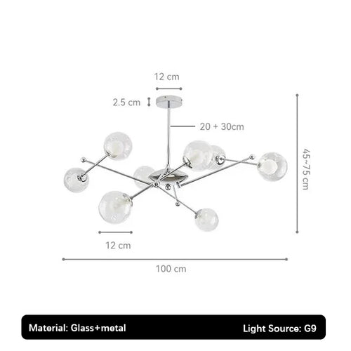2024 Glass Chandelier Chrome Magic Bean Lights for  Living Room Pendant Lamp Bedroom Dining Room Ceiling Hanging Lamp - vue 9 sur 9