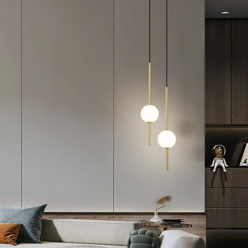 suspension LED en laiton design moderne avec cordon réglable - vue 2 sur 17