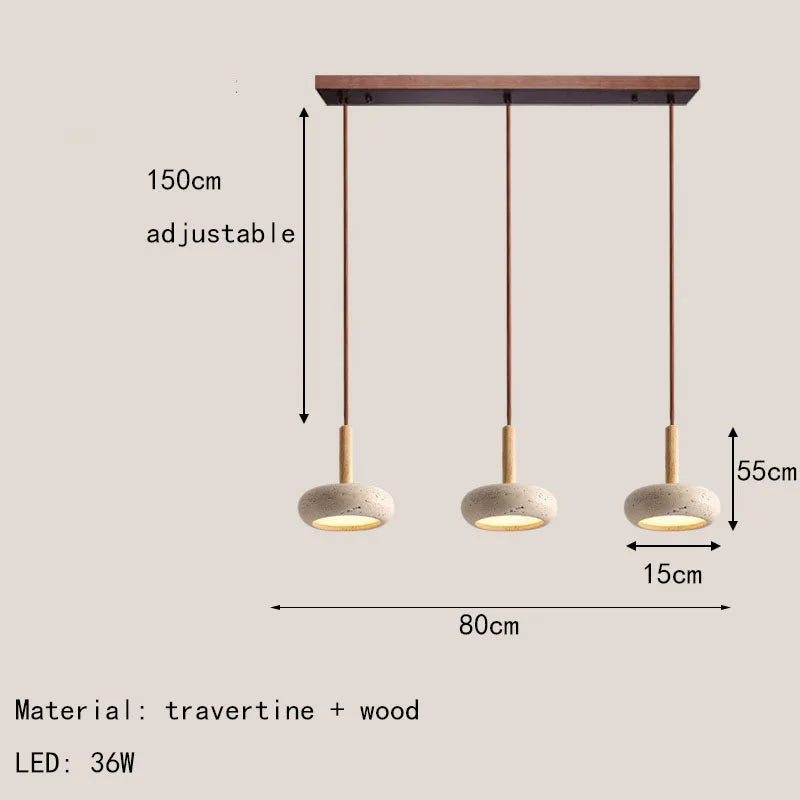 lustre nordique en pierre naturelle marbre fil réglable - vue 9 sur 11