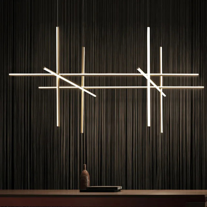 Plafonnier LED linéaire moderne italie lampe suspendue suspendue pour la décoration de l'hôtel lustre de salle à manger - vue 2 sur 15